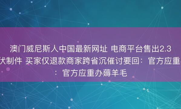 澳门威尼斯人中国最新网址 电商平台售出2.36万的光伏制件 买家仅退款商家跨省沉催讨要回：官方应重办薅羊毛