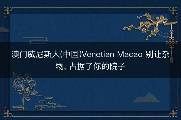 澳门威尼斯人(中国)Venetian Macao 别让杂物， 占据了你的院子