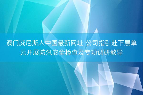 澳门威尼斯人中国最新网址 公司指引赴下层单元开展防汛安全检查及专项调研教导